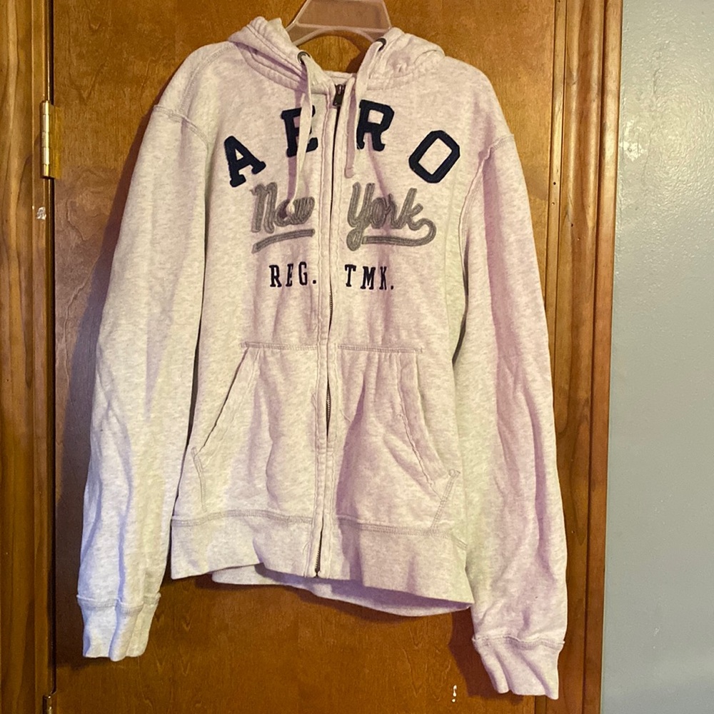 Full-zip embroidered cotton hoodie